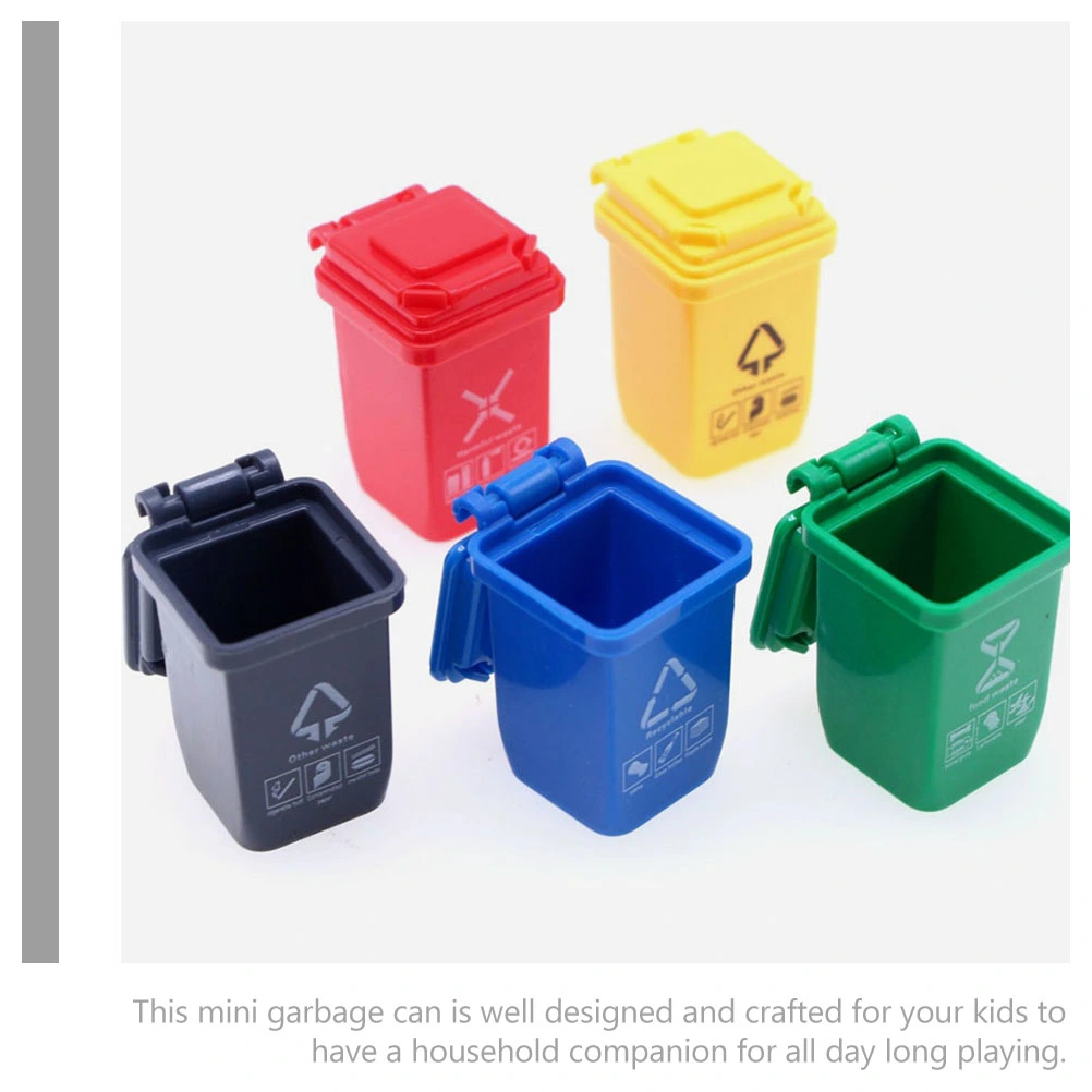 5pcs Miniature Garbage Cans Mini Trash Cans Mini House Garbage Models Sand Table Decorations