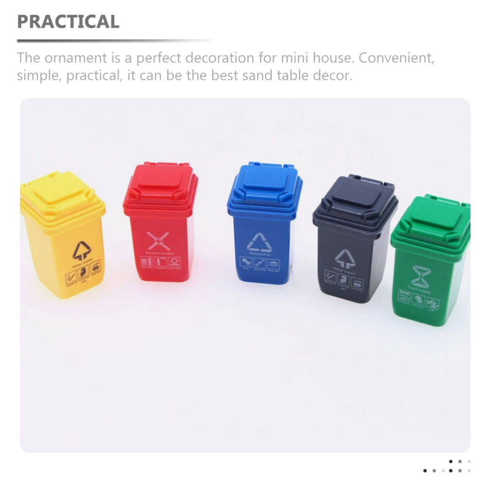 5pcs Miniature Garbage Cans Mini Trash Cans Mini House Garbage Models Sand Table Decorations