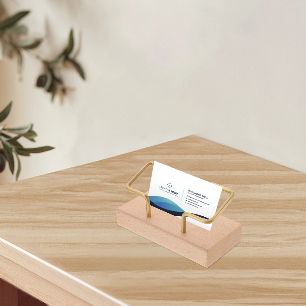 Business Card Holder for Desk Wooden Display Business Card Stand for Office