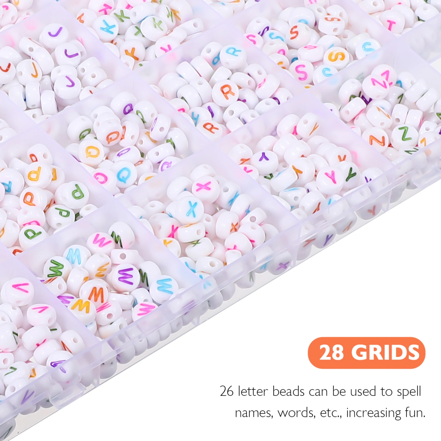 1 Box Letter Beads Jewelry Making Loose Beads Alphabet Beads for Bracelets Making (Elastic String Included)