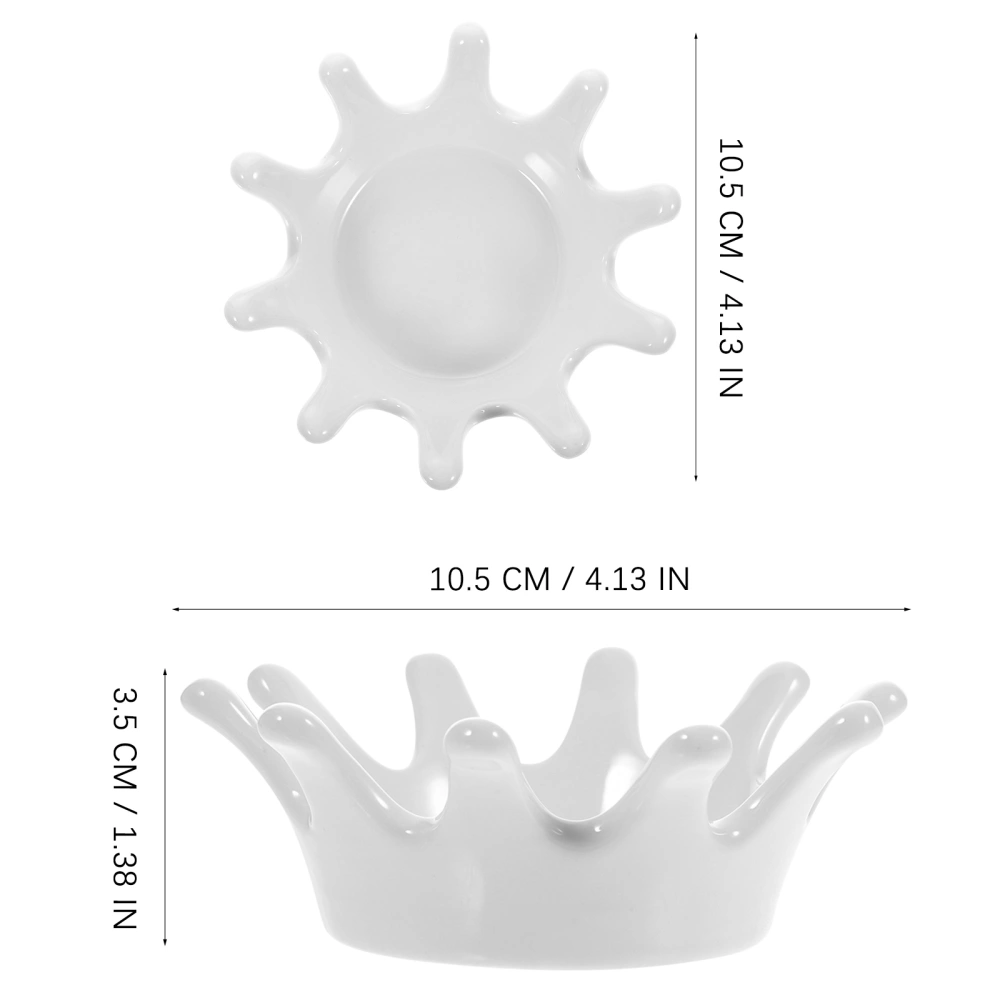 Unique Crown Shape Jewelry Storage Dish Wear-resistant Ceramic Earring Plate Multi-use Keys Tray