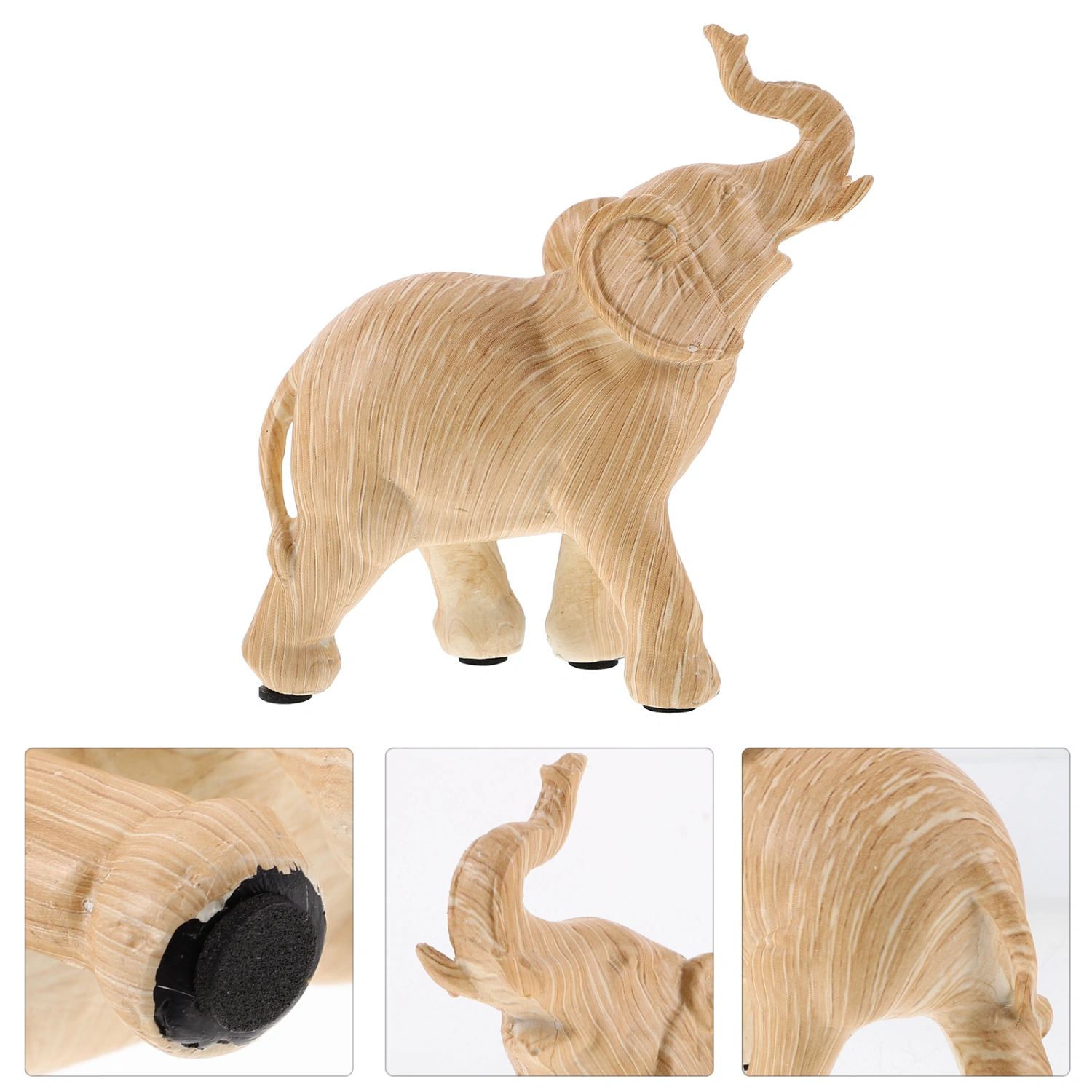 Household Small Elephant Decoration Wood Grain Resin Elephant Statue Tabletop Elephant Sculpture