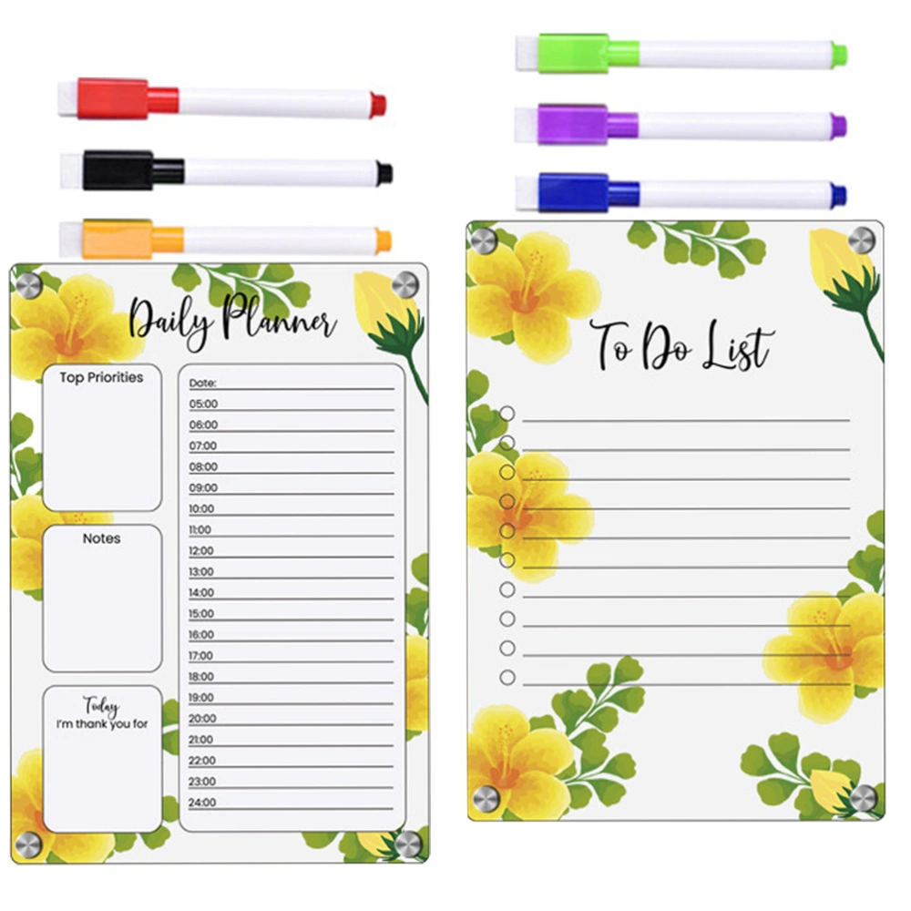 1 Set of Kitchen Fridge Board Flower Magnetic Board Weekly Planner Board List Planning Board