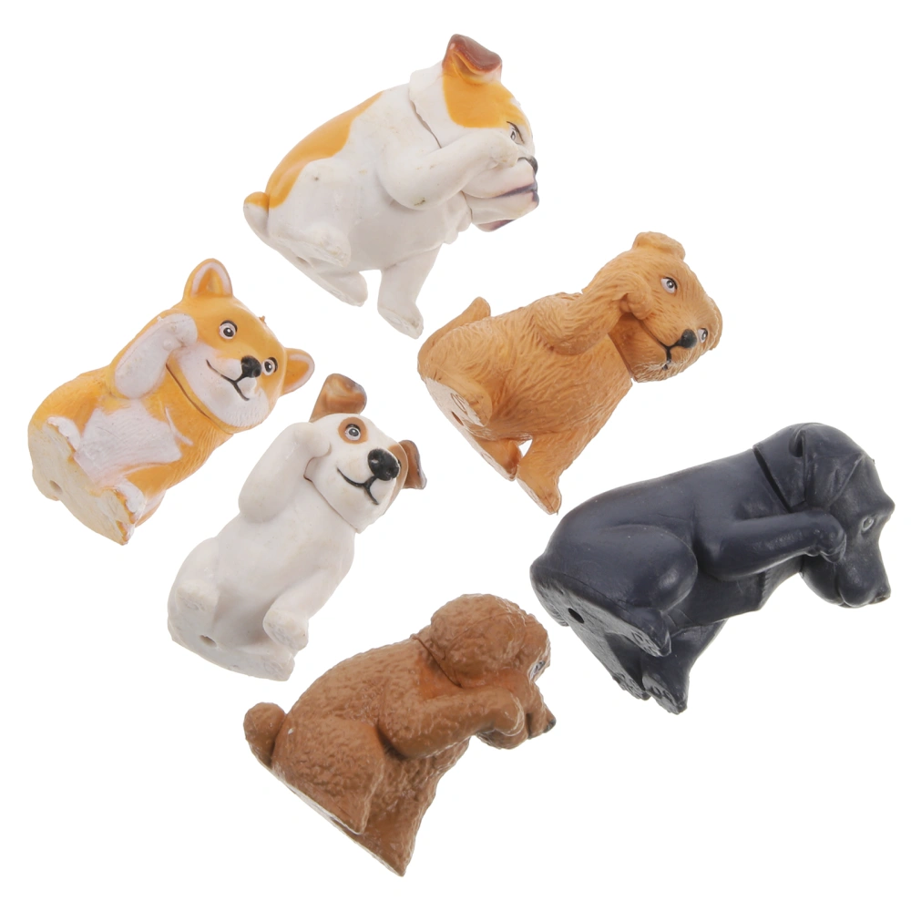 6pcs Small Dog Craft Ornament Puppy Model Cartoon Dog Figurine Decorative Small Puppy Craft