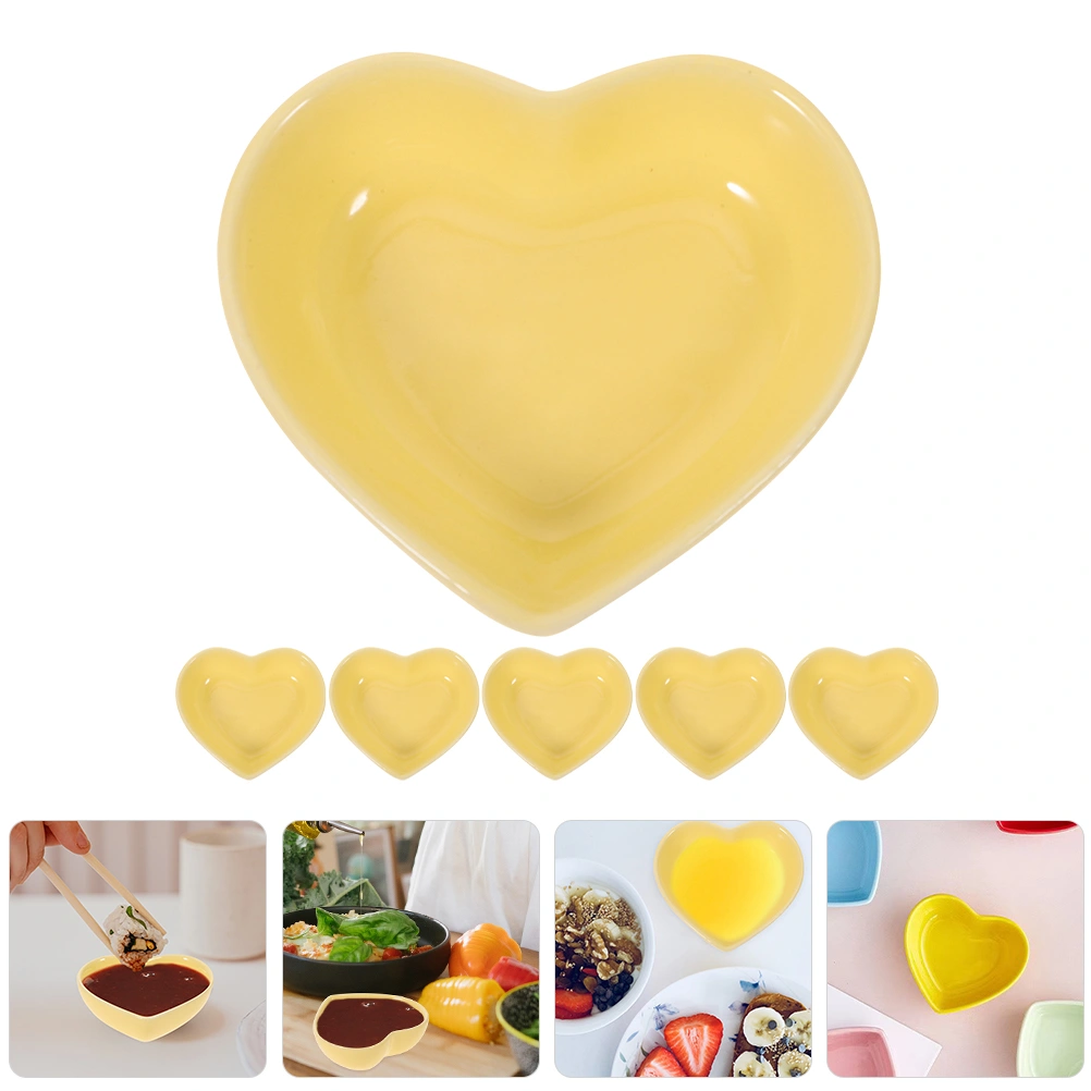 6pcs Heart Shaped Bowls Ceramic Dishes Heart Shaped Plates Multipurpose Bowls