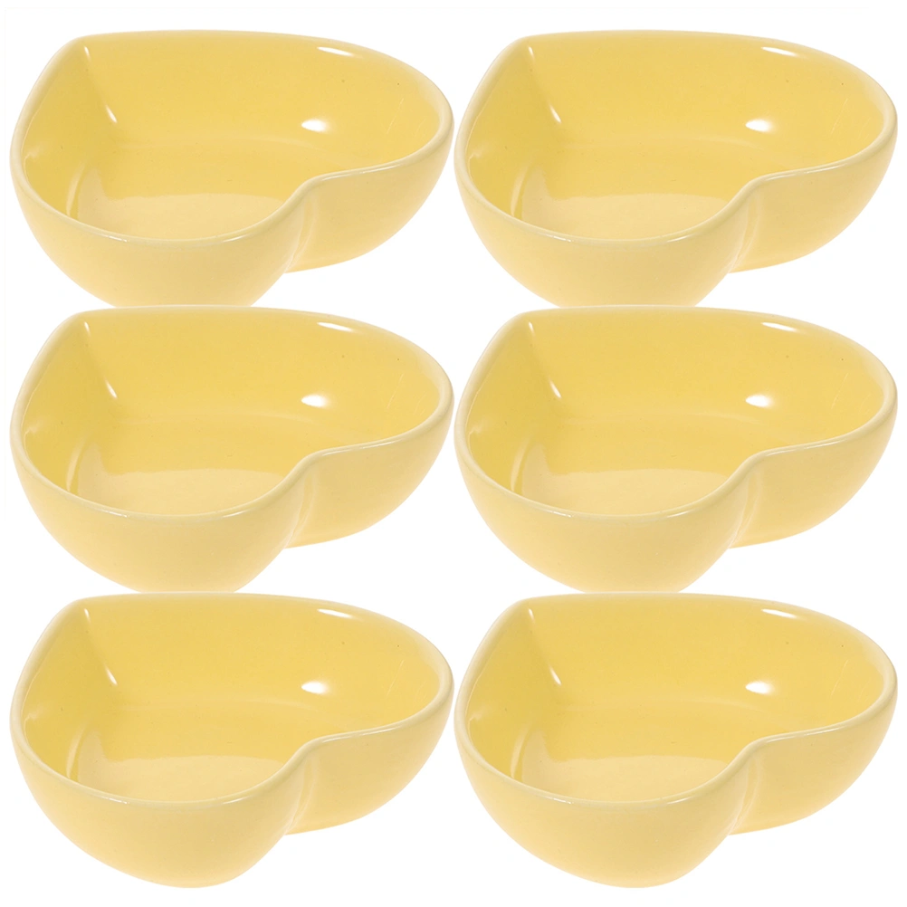 6pcs Heart Shaped Bowls Ceramic Dishes Heart Shaped Plates Multipurpose Bowls