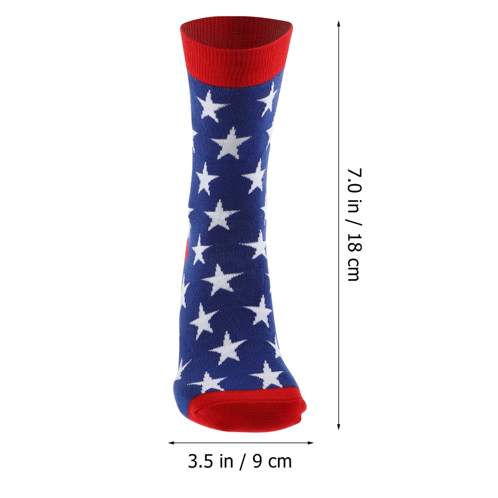 2 Pairs American Flag Socks Middle Tube Socks Independence Day Socks Gym Socks