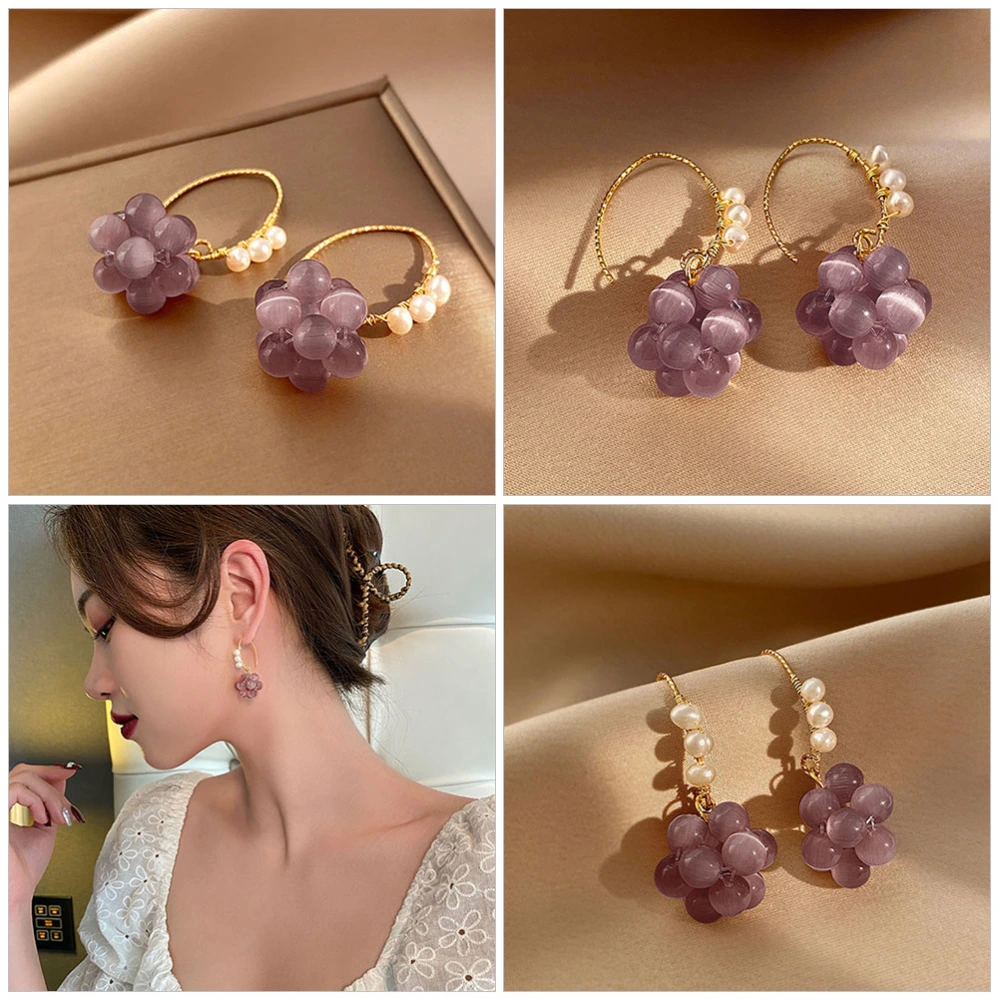 1 Pair Opals Earrings Women Drop Earrings Grape Earrings Fashionable Ear Jewelries