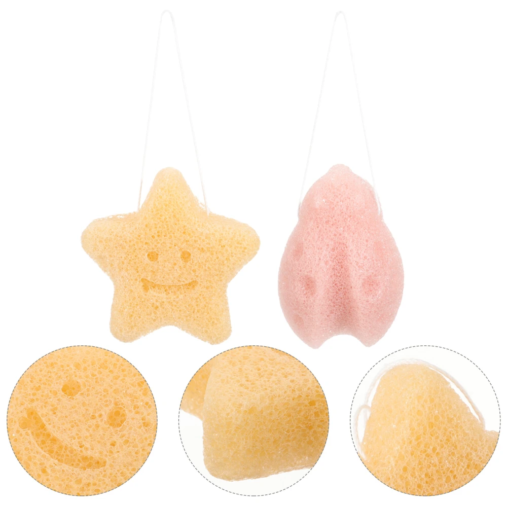 2pcs Cute Facial Sponges Exfoliating Sponges Face Scrubbers Makeup Removing Sponge