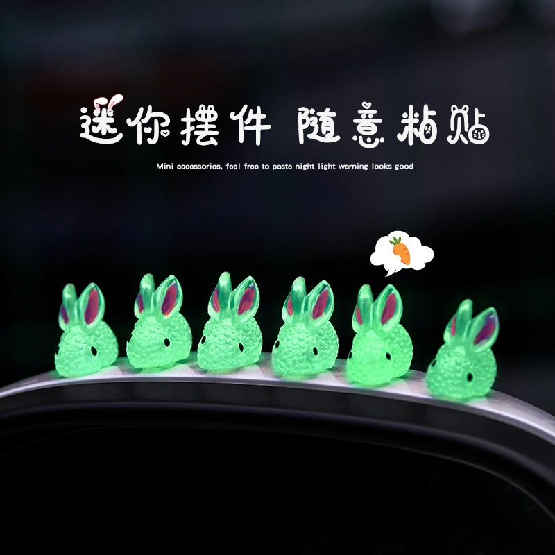 6pcs Bunny Resin Decor Luminous Resin Rabbit Micro Resin Decor Resin Rabbit for Desktop