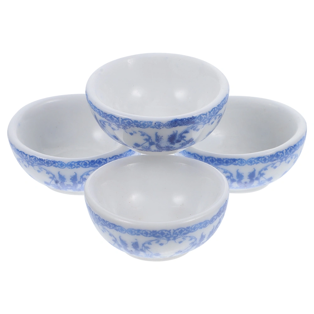 4Pcs Miniature Bowls Mini Bowl Ornaments Ceramic Bowl Model Mini House Decorations