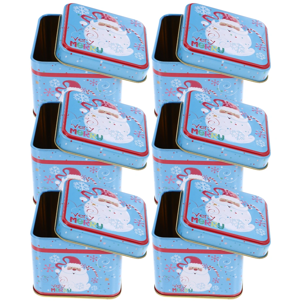 6pcs Christmas Candy Tins Decorative Cube Tinplate Boxes Xmas Candy Cookie Boxes