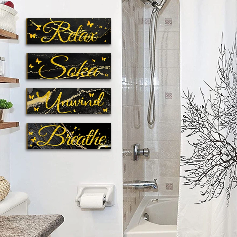 1 Set Farmhouse Bathroom Wall Decor Bathroom Wall Art Sign Vintage Wooden Home Decoration