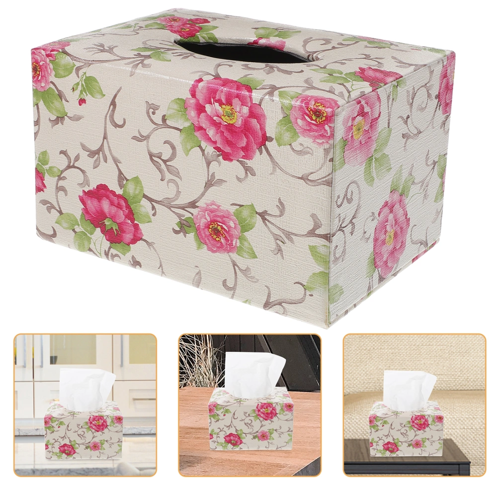 Leather Tissue Box Cover Holder Napkin Storage Box Tabletop Tissue Box For Home