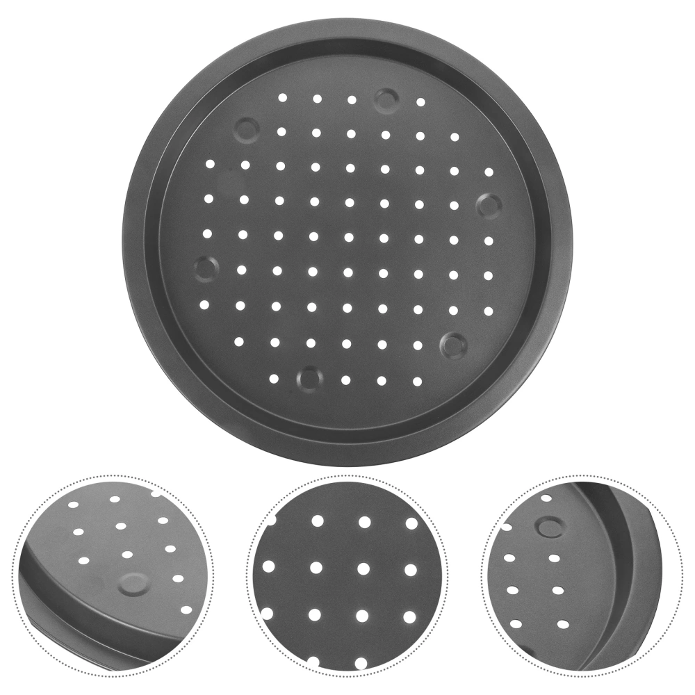 Carbon Steel Pizza Baking Pan with Holes Pizza Baking Pan Household Oven Pizza Tray