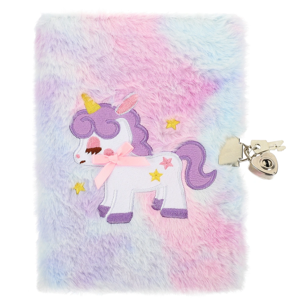 Plush Cover Notepad Unicorn Notebook Lockable Diary Plush Cover Notebook A5 Notebook with Lock