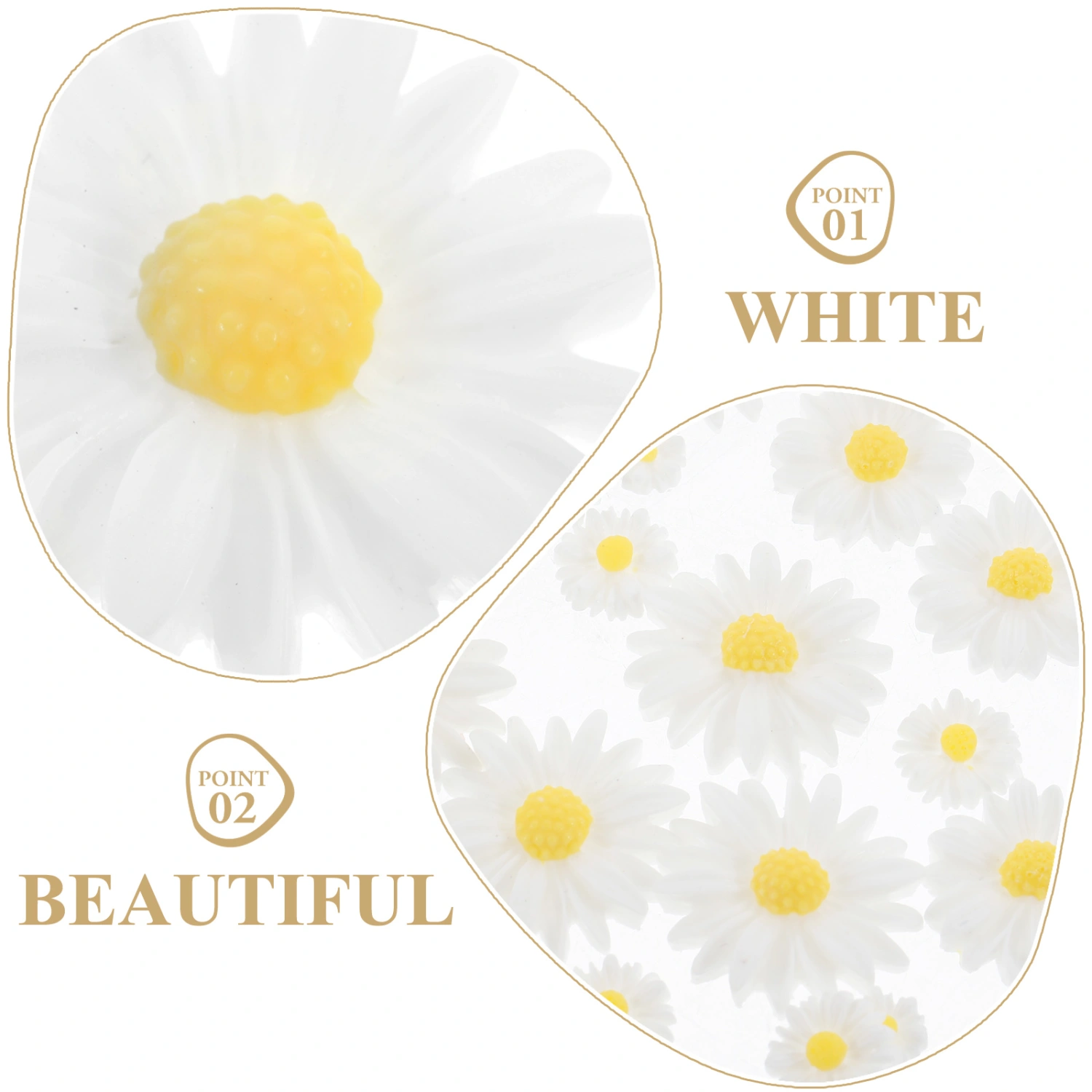 80pcs  Cartoon Daisy Flower Charms Decorative Resin Charms Phone Case DIY Ornaments