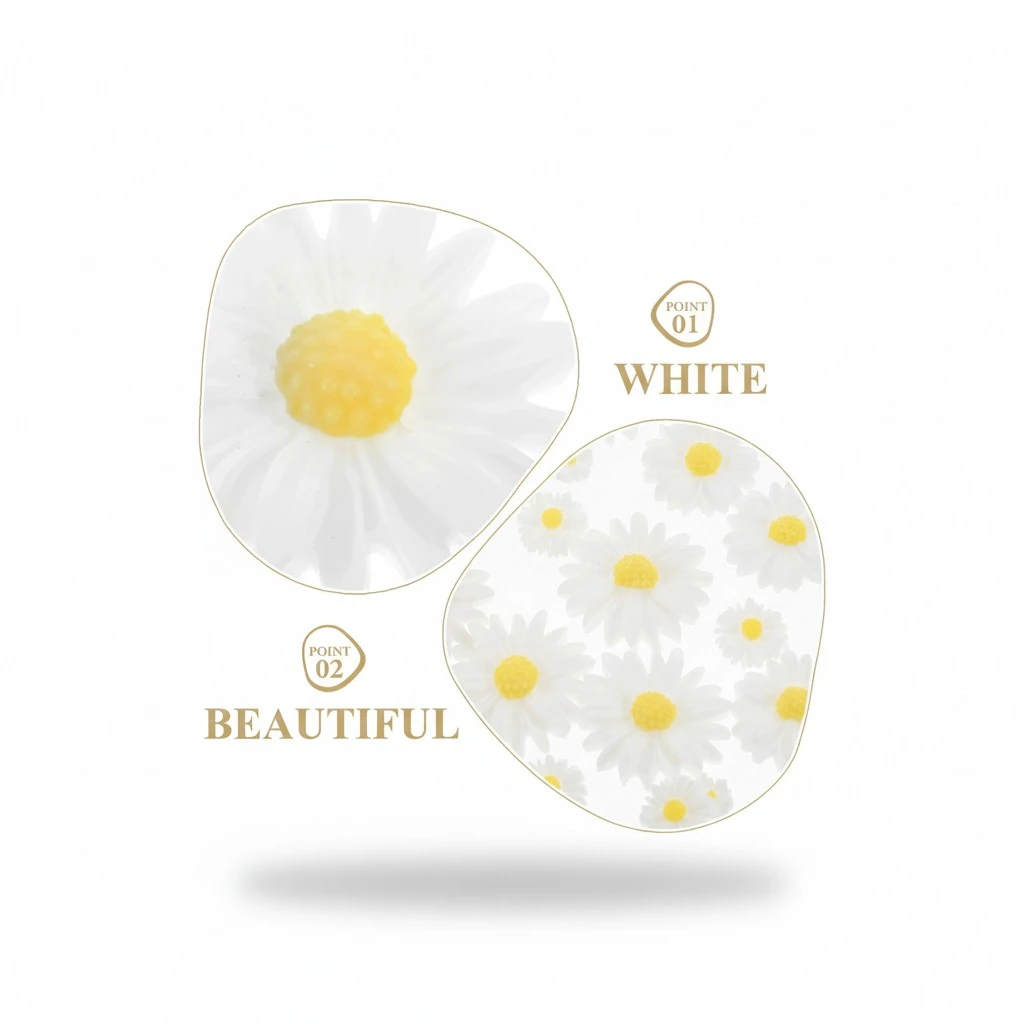 80pcs  Cartoon Daisy Flower Charms Decorative Resin Charms Phone Case DIY Ornaments