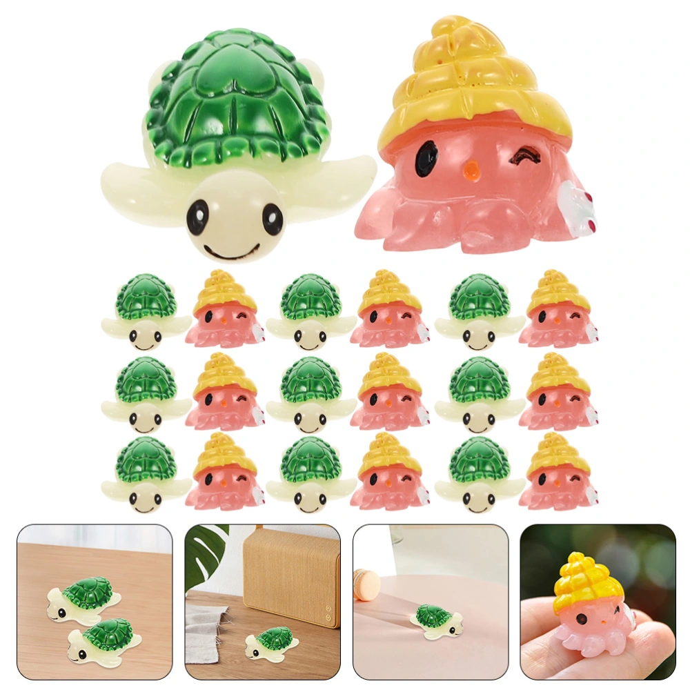 20pcs Landscaping Figures Desktop Miniature Tortoises Decorative Octopus Figurines