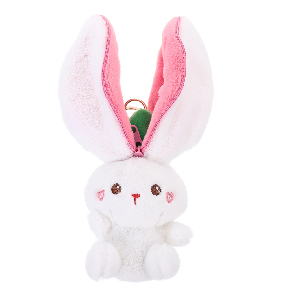 Zipper Plush Rabbit Toy Household Stuffed Bunny Doll Creative Hide Rabbit Pendant for Bag Key Chain