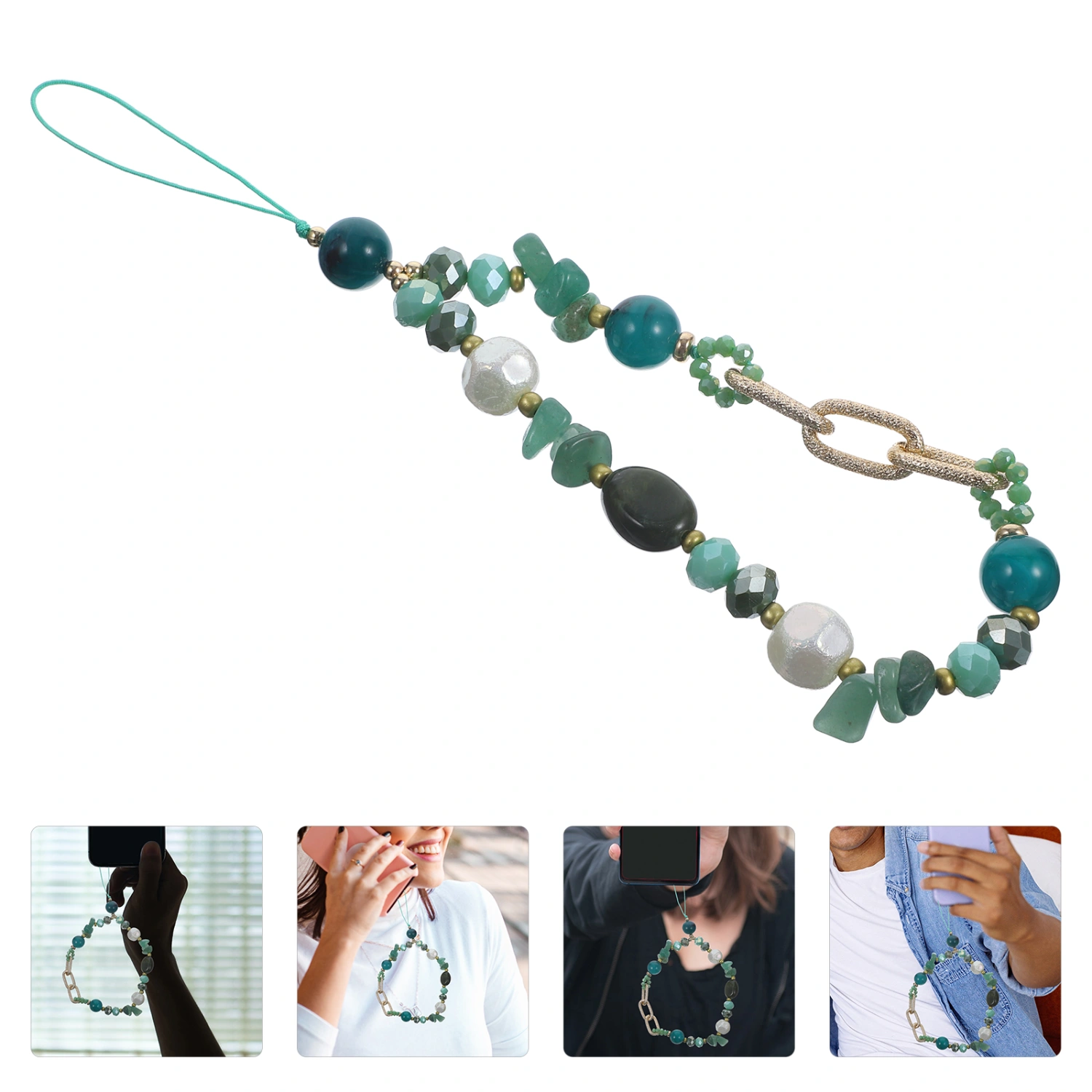 Phone Chain Stone Crystal Beaded Phone Strap Beaded Phone Charm Mobile Phone Lanyard Wrist Strap