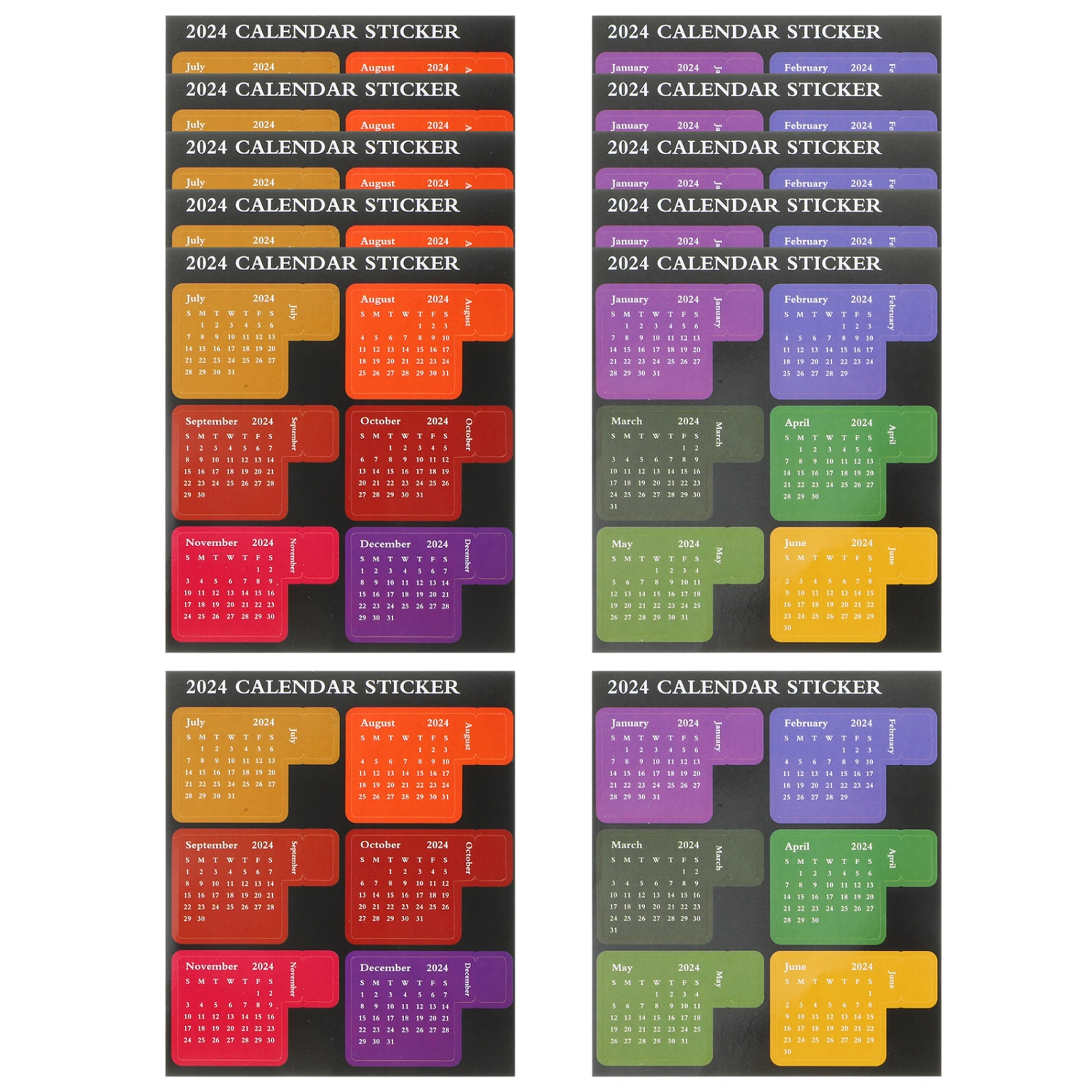 12 Sheets of Calendar Stickers 2024 Schedule Calendar Stickers Monthly Calendar Stickers Sticky Tabs