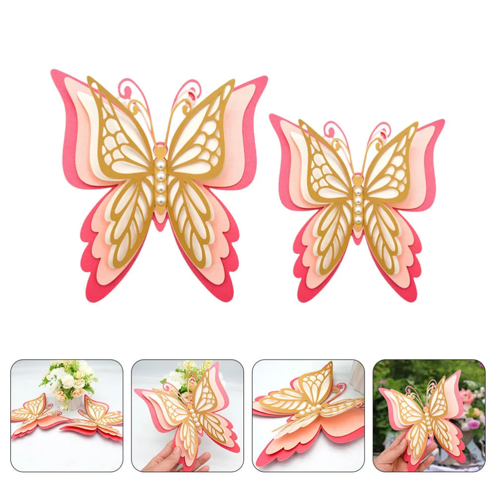 4pcs Large Butterfly Wall Decoration Paper 3D Butterfly Wall Decor  Wedding Party Wall Stickers