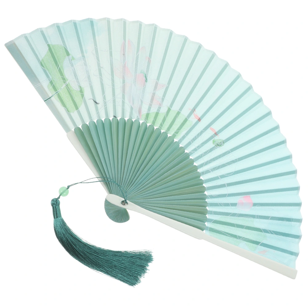 Floral Hand Fan Chinese Vintage Style Folding Fan Handheld Fan Foldable Bamboo Framed Fan