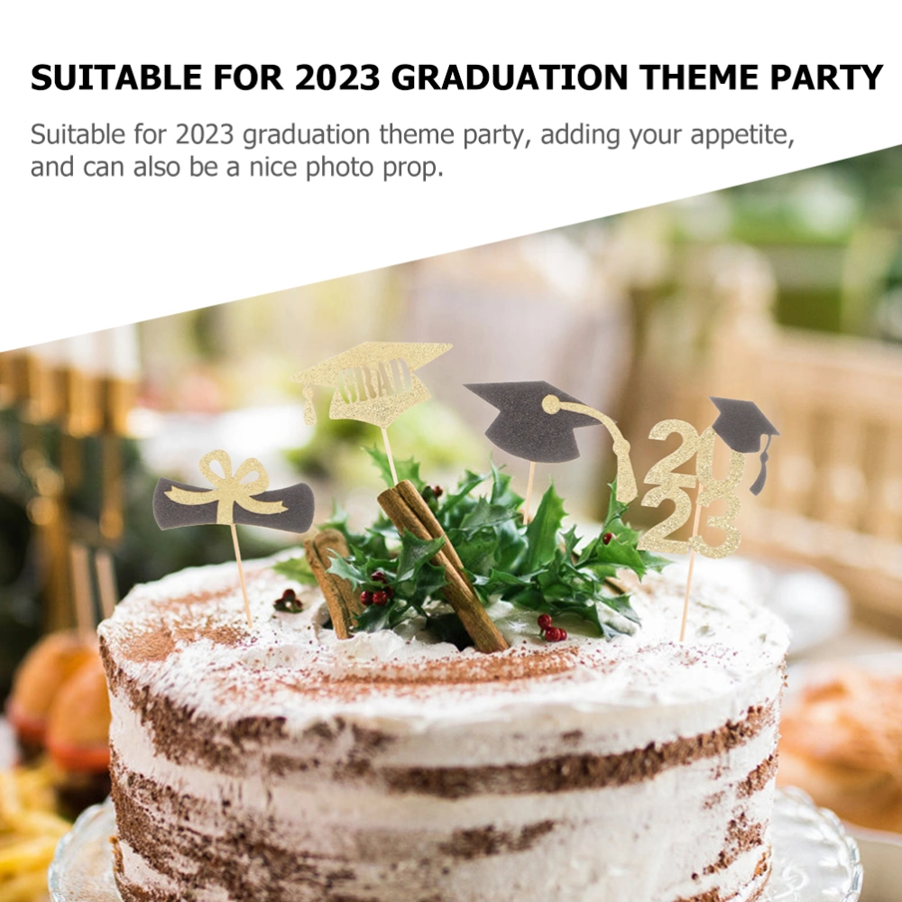 8 Packs Grad Cake Picks 2023 Graduation Cake Decor Toppers Grad Cupcake Picks