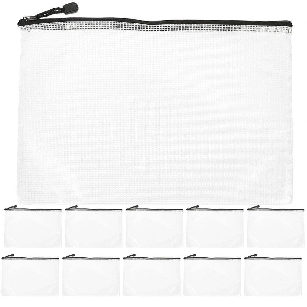 15Pcs Mesh Zipper Pouch Portable File Storage Bag Students File Organizer Zipper File Organizer