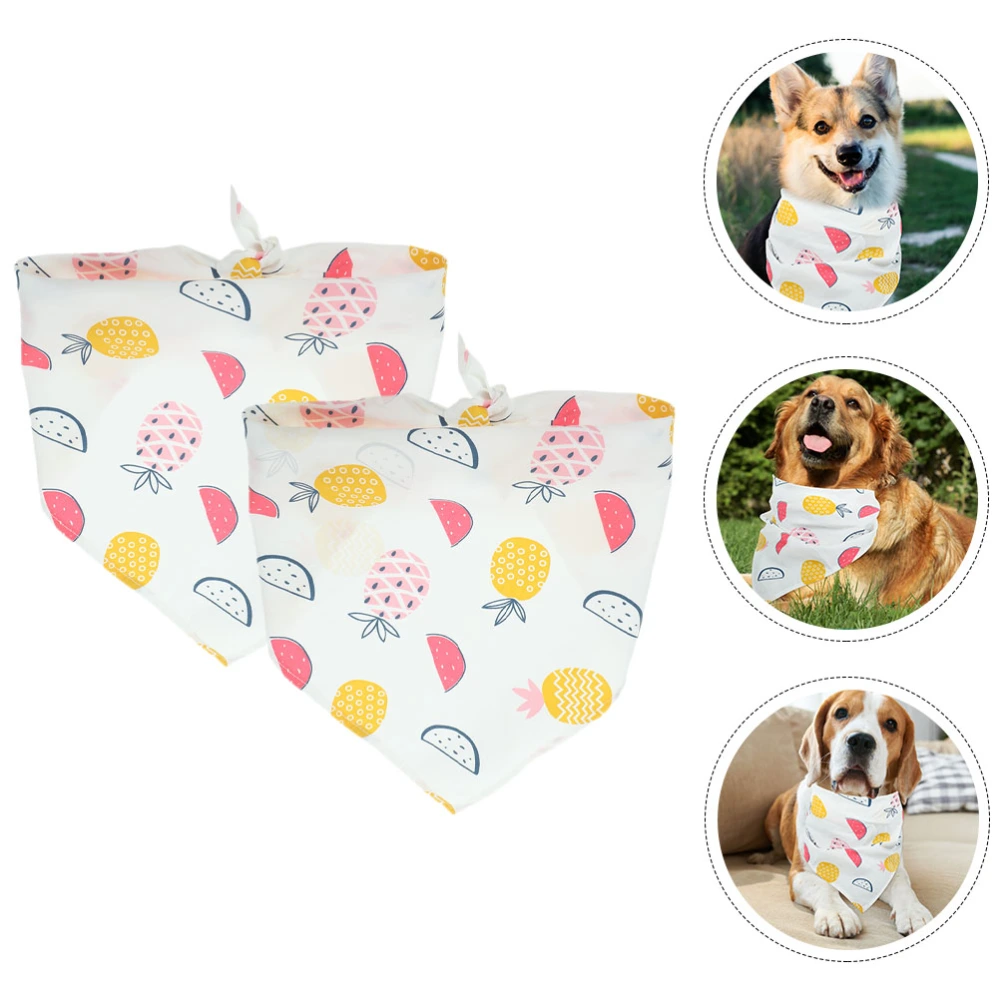 2pcs Pet Bandana Dog Triangle Summer Bandana Dog Scarf Pet Fruit Pattern Bib Pet Party Costume