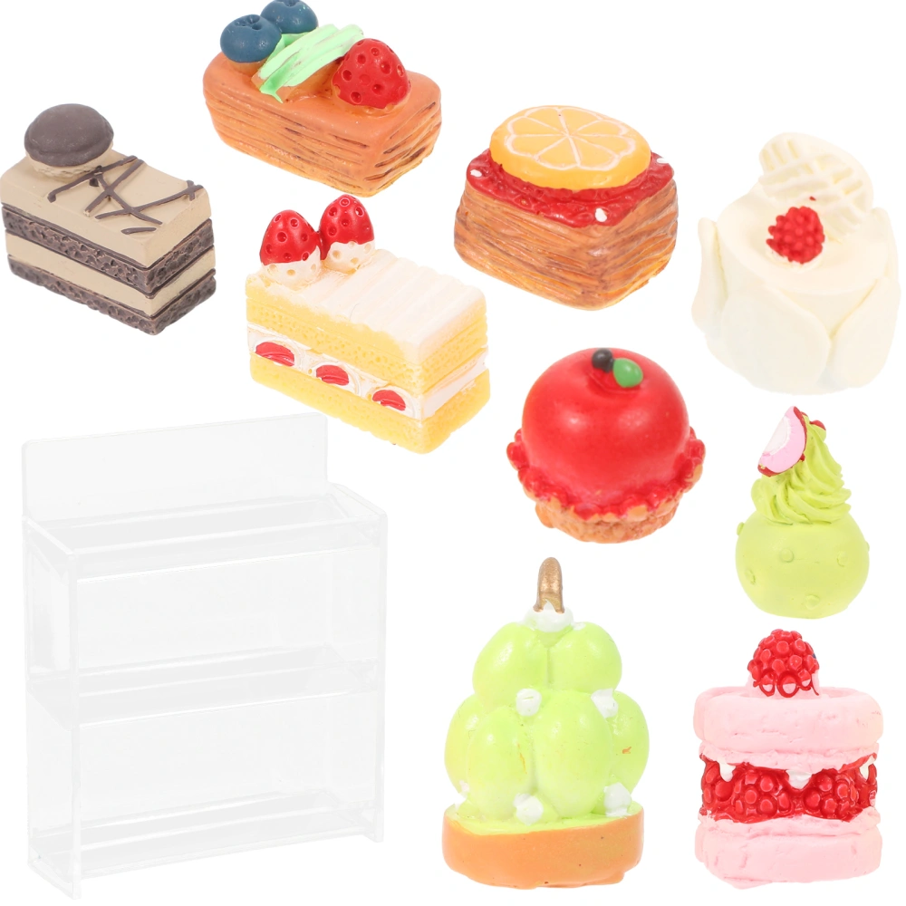 1 Set Miniature Cake Stand Miniature Bakery Accessories Doll Cake Display Stand with Food Set