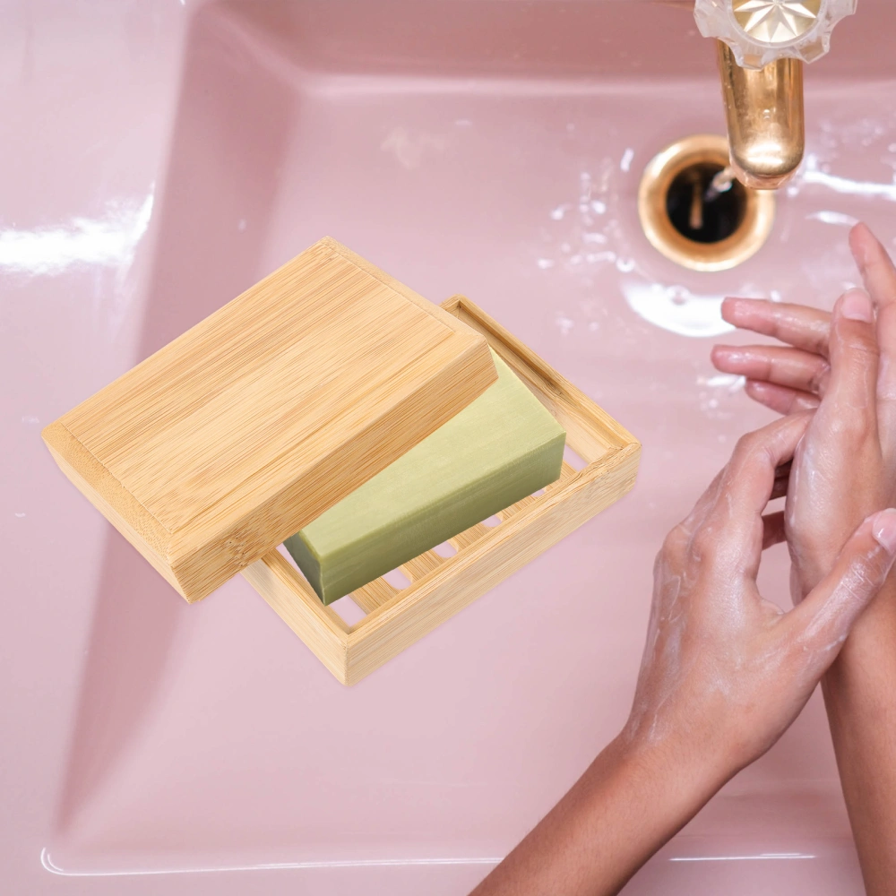 Bamboo Soap Dish Soap Drain Holder Bathroom Soap Holder Bamboo Soap Storage Box Soap Holder