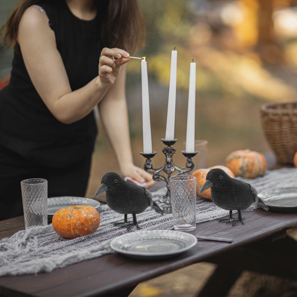 2pcs Halloween Crow Model Small Foams Crow Modeling Decor Simulation Crow Decor