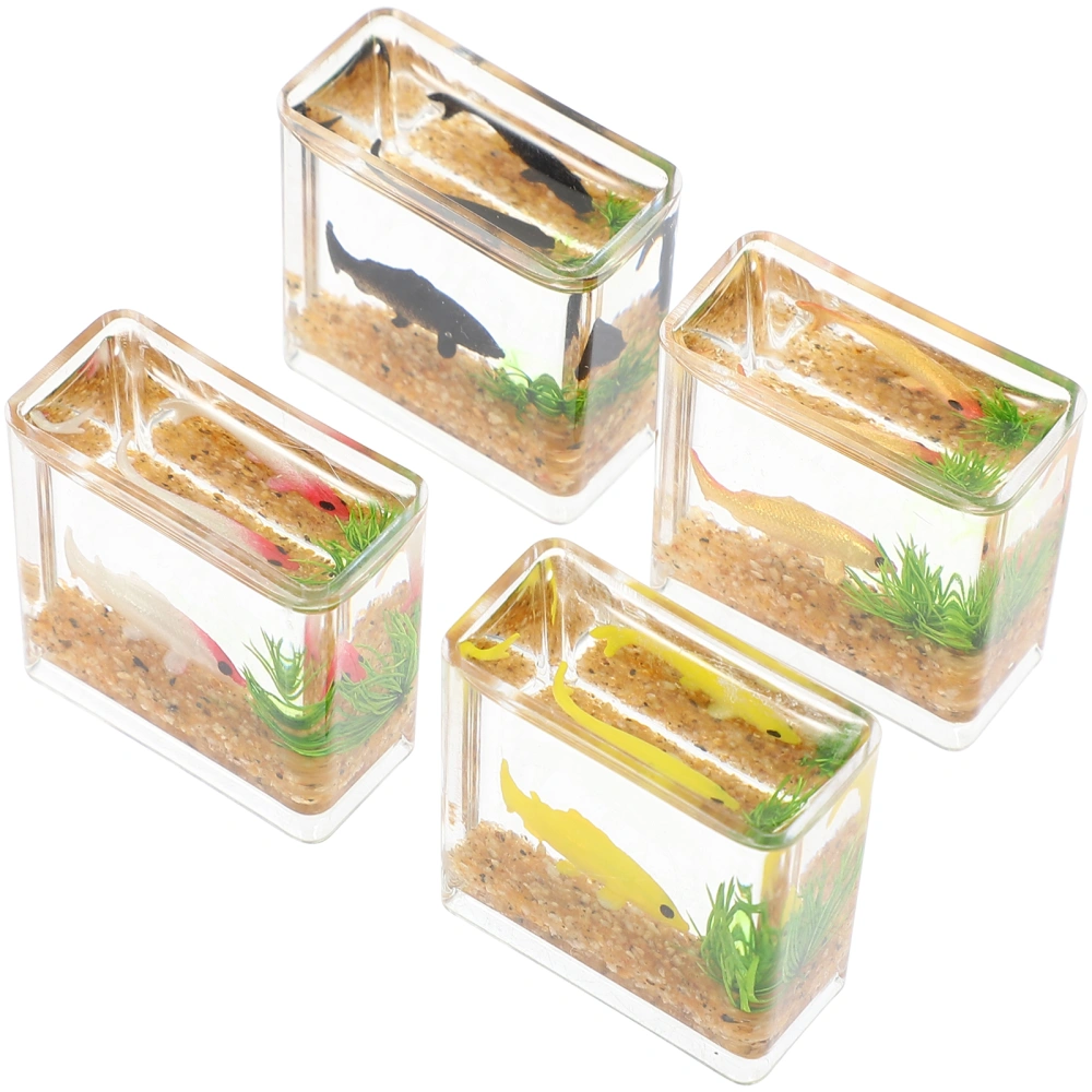 4Pcs Mini Fish Bowl Decorations Miniature Fish Tank Models Lifelike Tiny Aquariums Mini House Decors