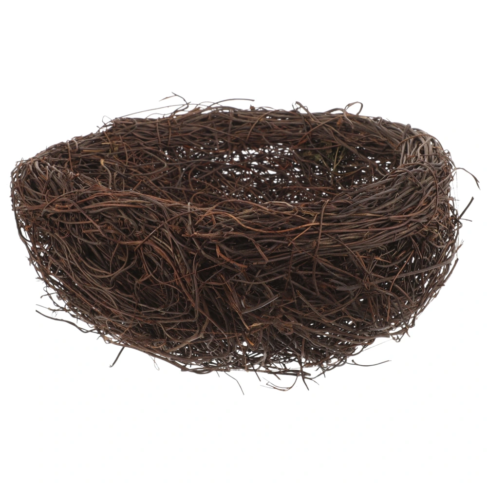 Rattan Bird Nest Handmade Nest Decor Garden Ornament Simulated Bird Nest Photography Prop