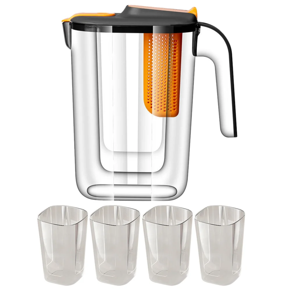 1 Set of Plastic Pitcher with Strainer Water Jug Tea Kettle Household Water Pitcher Water Kettle with Cups