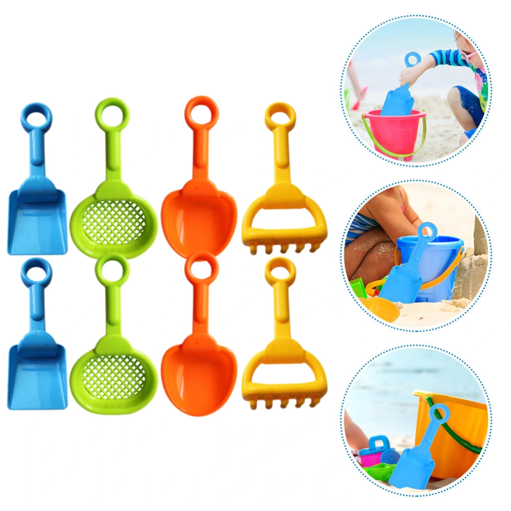 8pcs Kids Use Beach Sand Shovels Set Portable Plastic Mini Shovels Plaything Beach Toy Supply