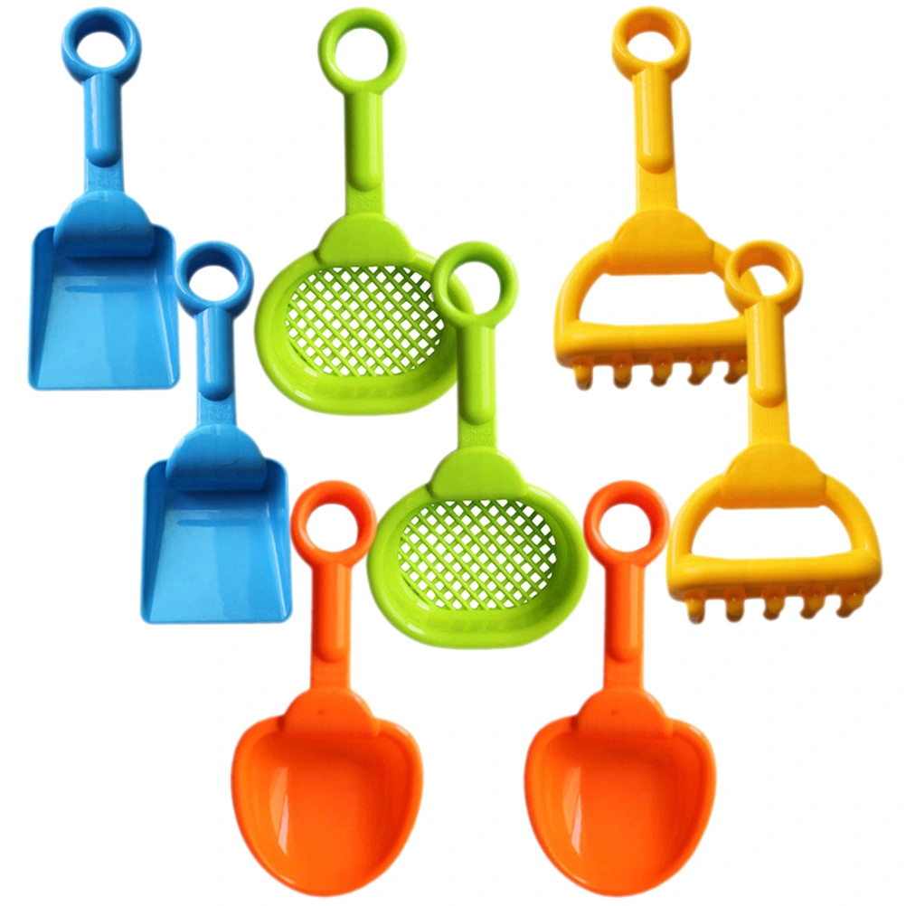 8pcs Kids Use Beach Sand Shovels Set Portable Plastic Mini Shovels Plaything Beach Toy Supply