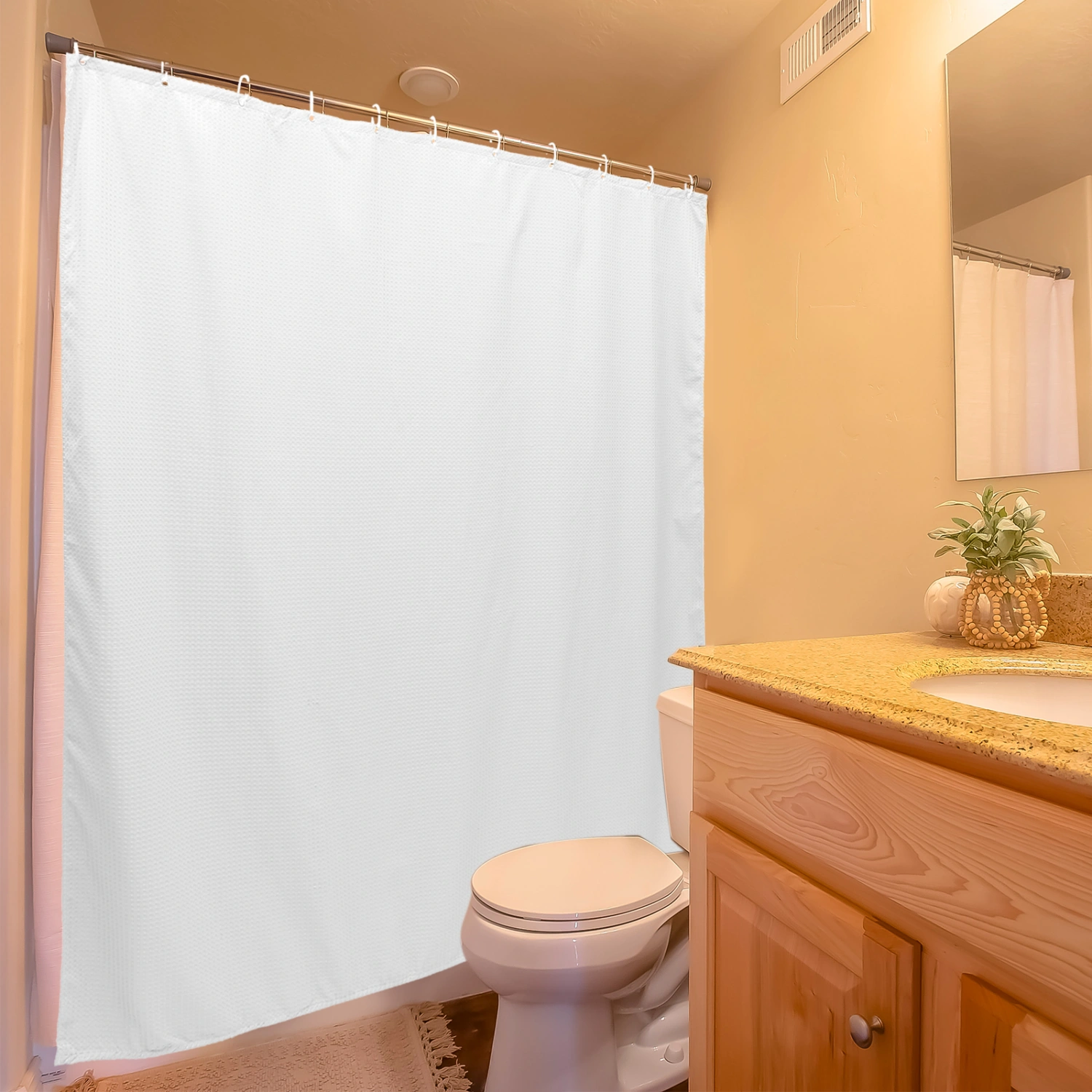 1 Set of Simple Color Bathroom Decorative Curtain Washable Hotel Hanging Shower Curtain