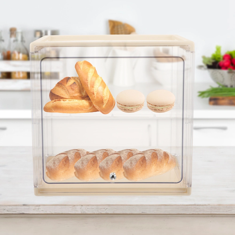 Bread Box for Kitchen Countertop Clear Double Layered Bread Container for Freshness Plastic Bread Box