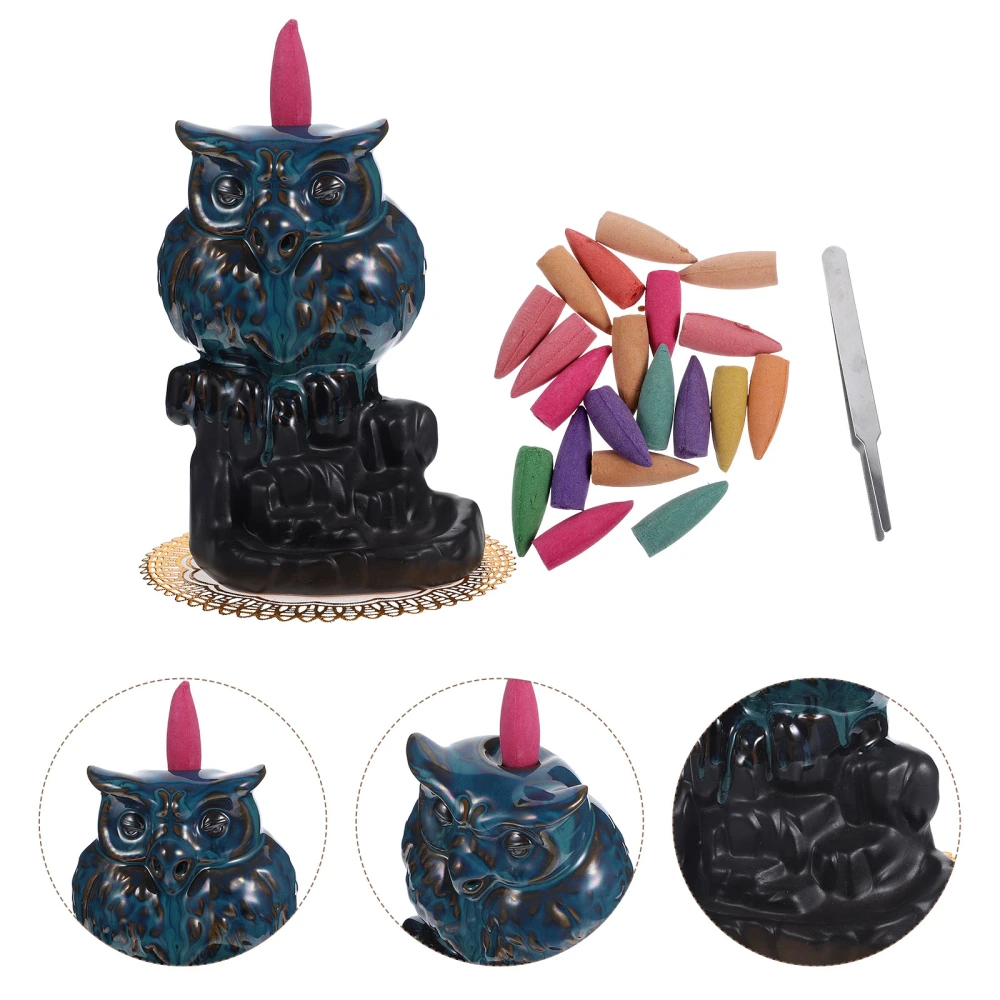 1 Set of Exquisite Ceramic Owl Incense Holder Creative Moon Incense Holder for Home