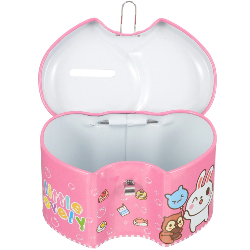 Metal Piggy Bank Cartoon Piggy Bank Girls Coin Bank with Lock Double Heart Piggy Bank