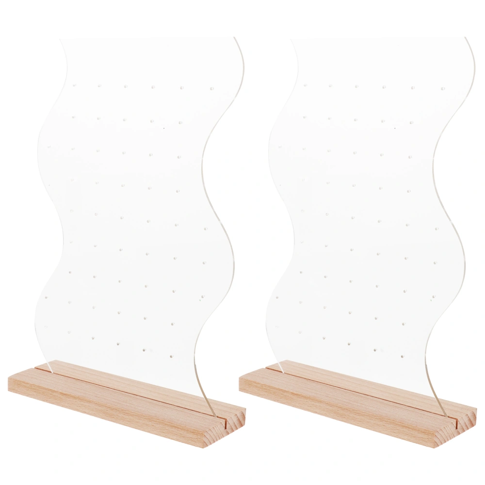 2 Sets Earring Display Stand Wooden Base Acrylic Display Rack Earring Organizer