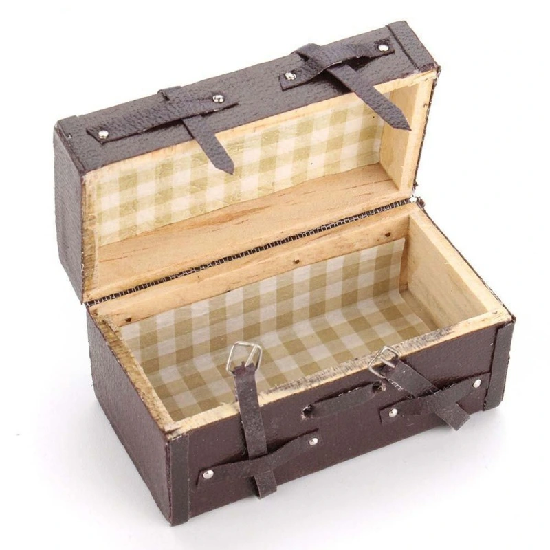 2Pcs Mini Suitcase Miniature Vintage Suitcase Mini Toy Mini House Accessory Mini Wood Case