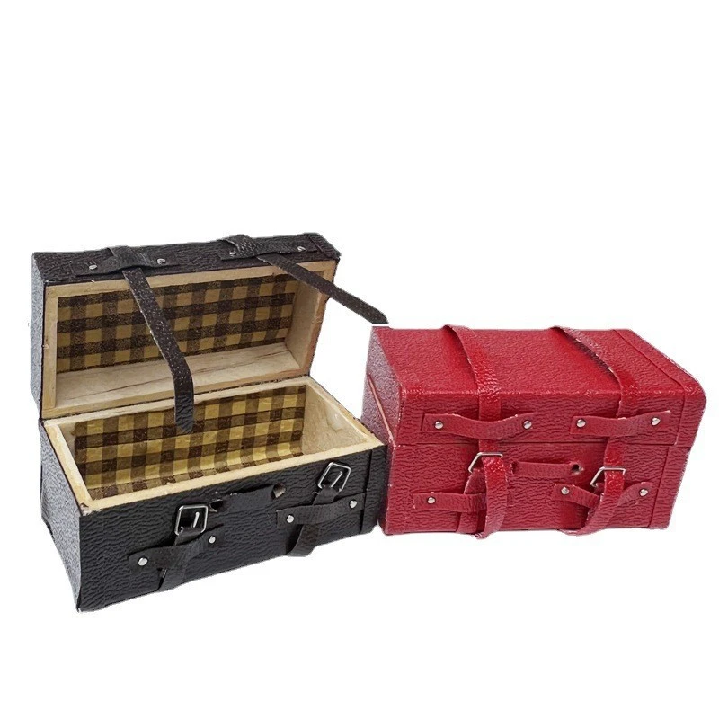 2Pcs Mini Suitcase Miniature Vintage Suitcase Mini Toy Mini House Accessory Mini Wood Case