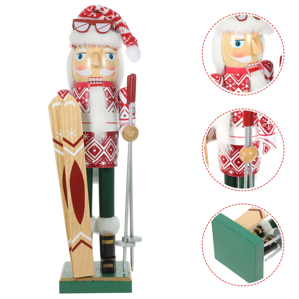 Wooden Christmas Decoration Puppet Figurine Festival Figure Ornament Holiday Decor