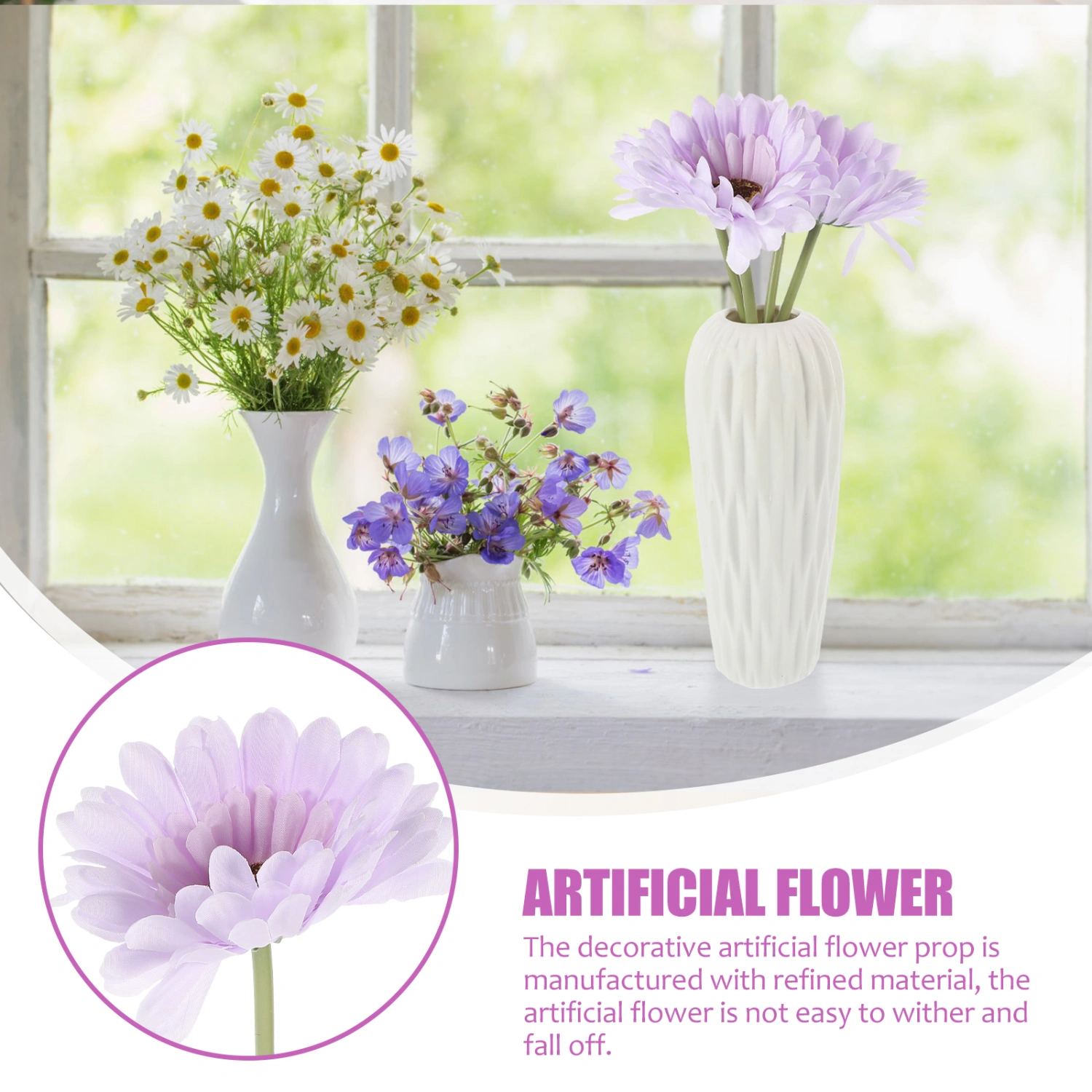 4pcs Artificial African Daisies Artificial Flowers African Daisy Silk Fake Flowers Artificial Flowers