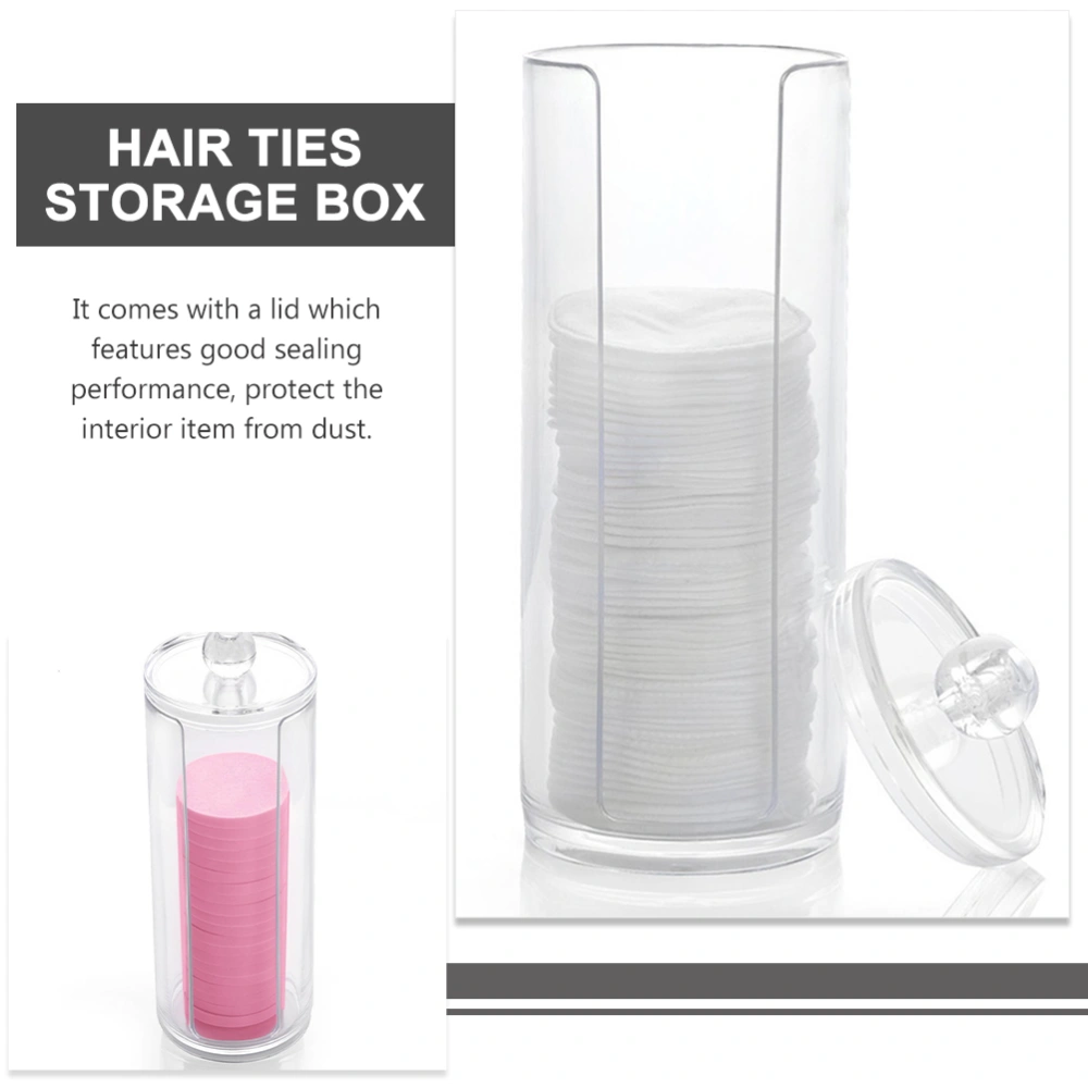 2pcs Cosmetic Cotton Storage Box Hair Ties Storage Box Transparent Cylindrical Storage Box