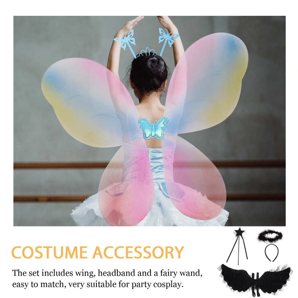 1 Set of Fairy Wing Set Butterfly Colorful Wing Costume Angel Wing Dress Up Party Favor